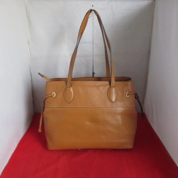 Michael Kors Mae Large East West Leather Drawstring Tote $298 Acorn #054